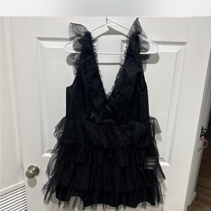 Lulu's Black Ruffled Mini Dress